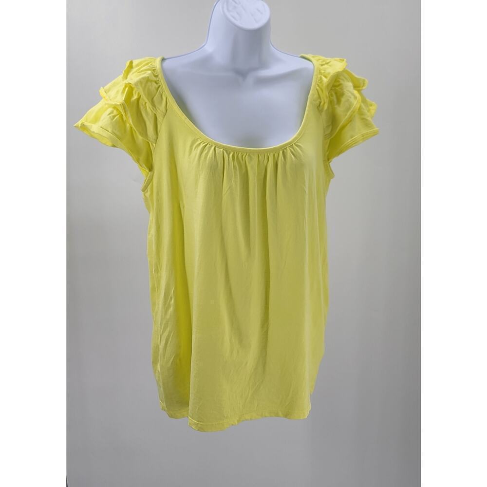 Zona Rosa Women's ruffle sleeve Blouse Butter Yellow Size XL